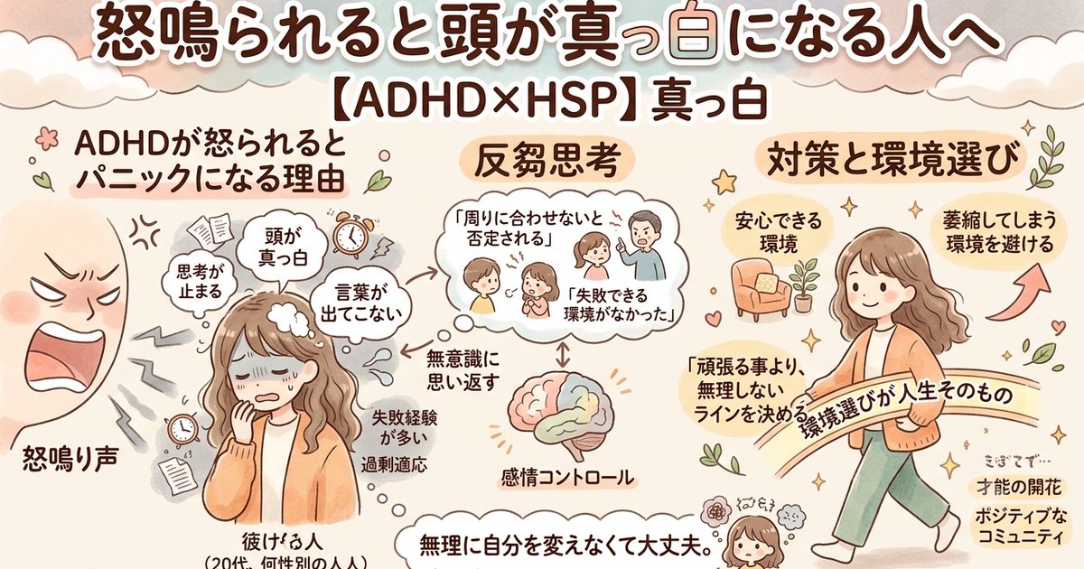 怒鳴られると頭が真っ白になる人へ【ADHD×HSP】